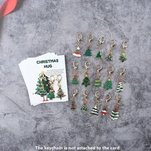 18pc/1pc Alloy Christmas Tree Keychain Hug Ornament, Mini Pendant Gift Set For Car Keys Bag Backpack, Christmas New Year Stocking Stuffer Decor - Multicolor - View 8