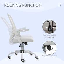 Mesh Office Chair, Computer Desk Chair With Flip-Up Armrests, Lumbar Back Support And Swivel Wheels, Black On-Site - White + Polyester - View 5