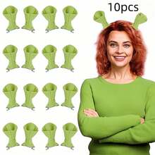2/4/6/10pcs Green Ogre Ear Hair Clips, Cute Monster Hair Clips For Halloween, Halloween Cosplay Party Costume Props - Multicolor - View 9