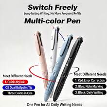 2pcs Retractable Ballpoint Pen Set, Morandi Color Series Anti-Slip Silicone Grip, 3 Colors In One Pen, 0.5mm Nib, Smooth Ink Flow, Writing Fluently, Learning Stationery, School And Office Supplies, Back To School - Multicolor - View 8