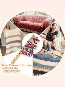 1/2/3pcs Manual Wooden Weaving Loom, Suitable For Hand Weaving, Knitting And Crochet, Multi-Functional Textile Tool, Can Make Thick Blankets, Scarves And More, No Electricity Required, Easy To Operate, Hand Weaving Loom - Multicolor - View 6
