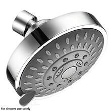 4 Inch Round Overhead Shower Head, Bathroom Rain Shower Head, Wall-Mounted Shower Head For Home, 5 Water Output Modes, Easily Switchable, Rain, Pulse And Other Water Flow Effects To Meet Different Bathing Needs. The Outer Shell Is Made Of Polished Plating, Corrosion-Resistant And Rust-Proof, With A Simple And Elegant Silver Appearance. Quick Installation And Replacement Without Complex Tools. Evenly Distributed Water Holes, Smooth And Powerful Water Flow, Suitable For Home Bathrooms, Apartments - 1 Shower Head - View 3
