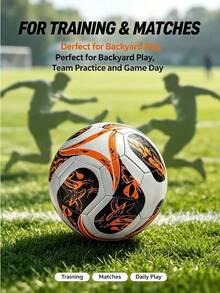 1pc Size 5 Standard Soccer Ball, Indoor & Outdoor Use, Competition Training, Gift Inflatable PU Leather Multi-Color Team Sports Football (Football Shipped Deflated) - Orange - View 5