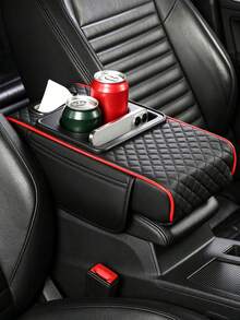 1pc/4pcs Car Armrest Storage Box With Cup Holder, PU Leather Center Console Armrest Pad, Multi-Functional Car Storage Box With Tissue Box And Phone Slot, Universal Car Armrest Pad, Suitable For Most Car Models, Can Store Drinks And Small Items - Multicolor - View 9