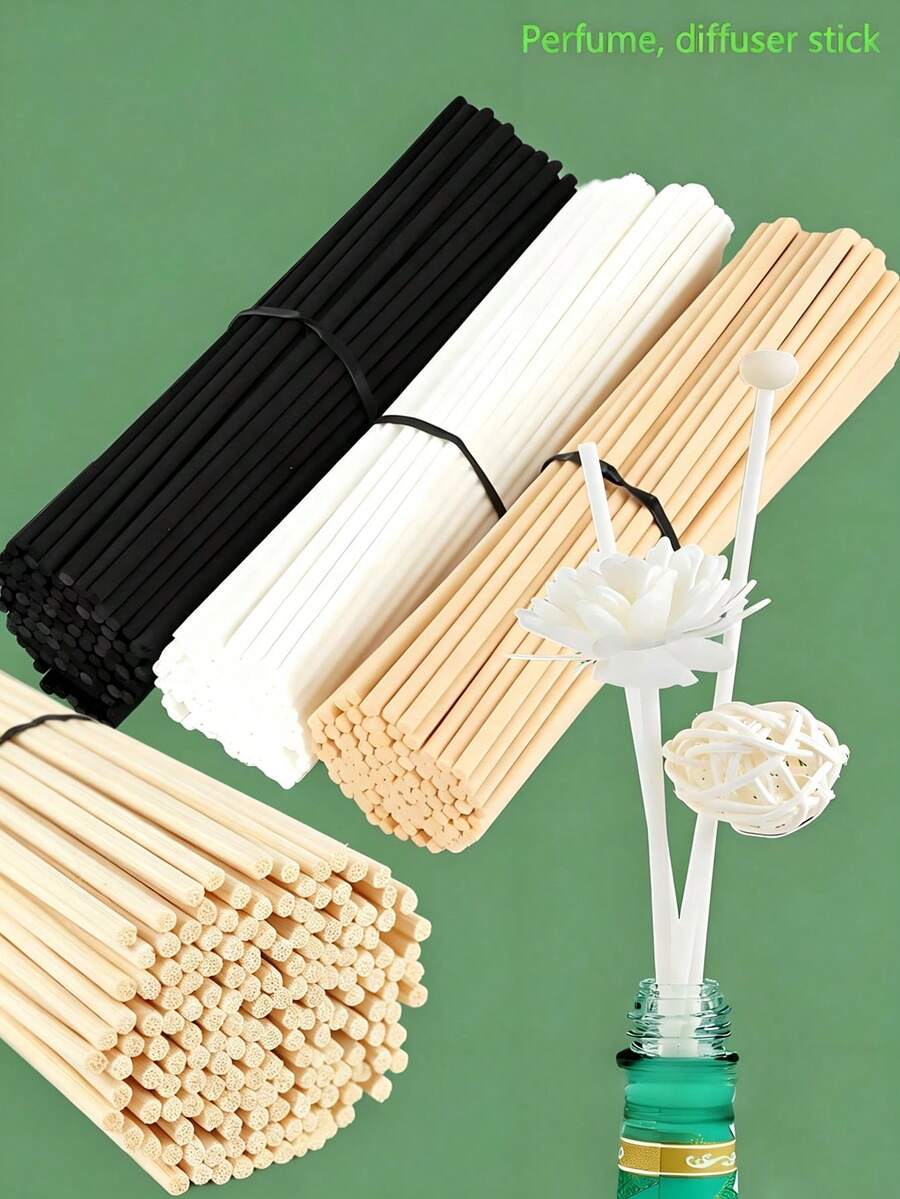 50pcs Rattan Reed Diffuser Sticks, Suitable For Home, Office, Hotel Spa, Essential Oil Fragrance Diffuser Reeds, 20cm X 3mm (Natural Color, Black) - Multicolor - View 1