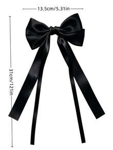 4pcs Elegant Satin Bow Hair Clips, Solid Color 12-Inch Long Tail Silk Hair Clips, Cute Autumn Wedding Party Ball Daily Wear Hair Accessories - Multicolor - View 6