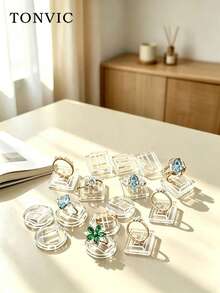 TONVIC Plastic Square Round Mini Ring Buckle Ring Display Props 10PCS/20PCS/50PCS/100PCS - Clear - View 12