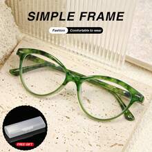 1pc Small Frame Cat Eye Reading Glasses, Leopard Print Design, Equipped With High-Quality Spring Hinges, Suitable For Women's Daily Reading Wear, Comes With High-Quality Eyeglass Storage Case - White - View 3