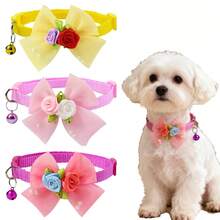 1pc Sequin Pet Collar, Hexagonal Knot Bowknot Neck Collar, Cat Shaped Accessory, Small Dog Dress-Up Collar, Adjustable Pet Neck Collar, Pet Photo Neck Decoration, Cat & Dog Decorative Collar, Exquisite Pet Outfit, Pet Grooming Accessory, Sequin Bowknot Collar - Multicolor - View 2