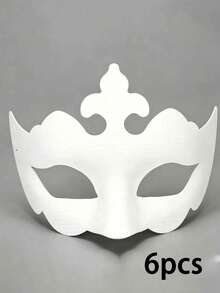 1/3/6 Pcs Therian Mask DIY Blank White Cat Fox Animal Half Face Mask Halloween Masquerade Cosplay Party Mask - DIY Mask - View 16