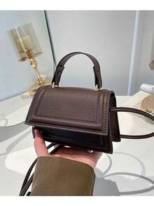 New Fashion Ins Style Commuter Casual Solid Color Handbag Women's Bag Niche Crossbody Small Square Bag - Coffee - View 5