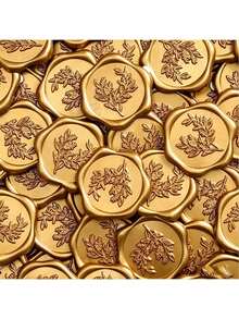 100pcs Eucalyptus Pattern Wax Seal Stickers, Handmade Envelope Sealing Self-Adhesive Wax Seal Stickers, Eucalyptus Wedding Invitation Envelope Sealing Stickers, Perfect For Invitations, Christmas, Gift Wrapping, Parties, Weddings And Other Occasions. - Multicolor - View 5