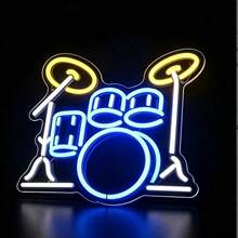 Lampu Neon LED Pola Set Drum Kreatif, Lampu Tanda Bercahaya, Lampu Bar Musik, Ruang Instrumen, Kamar Tidur, Dekorasi Gantung Dinding, Pencahayaan Suasana, Bertenaga USB - Beraneka warna - View 4