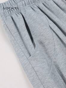 Men's Light Gray Loose Wide Leg Casual Pants, Drawstring Elastic Waist, Slouchy - Grey - View 4