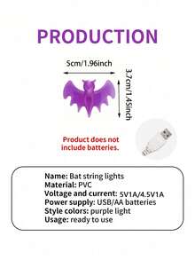 Halloween String Lights, LED Purple Bat String Lights, Suitable For Halloween, Party, Yard, Indoor, Outdoor Decoration, LED String Lights, Holiday Party Decoration String Lights, Purple Bat LED String Lights - Colorful String Lights - View 11