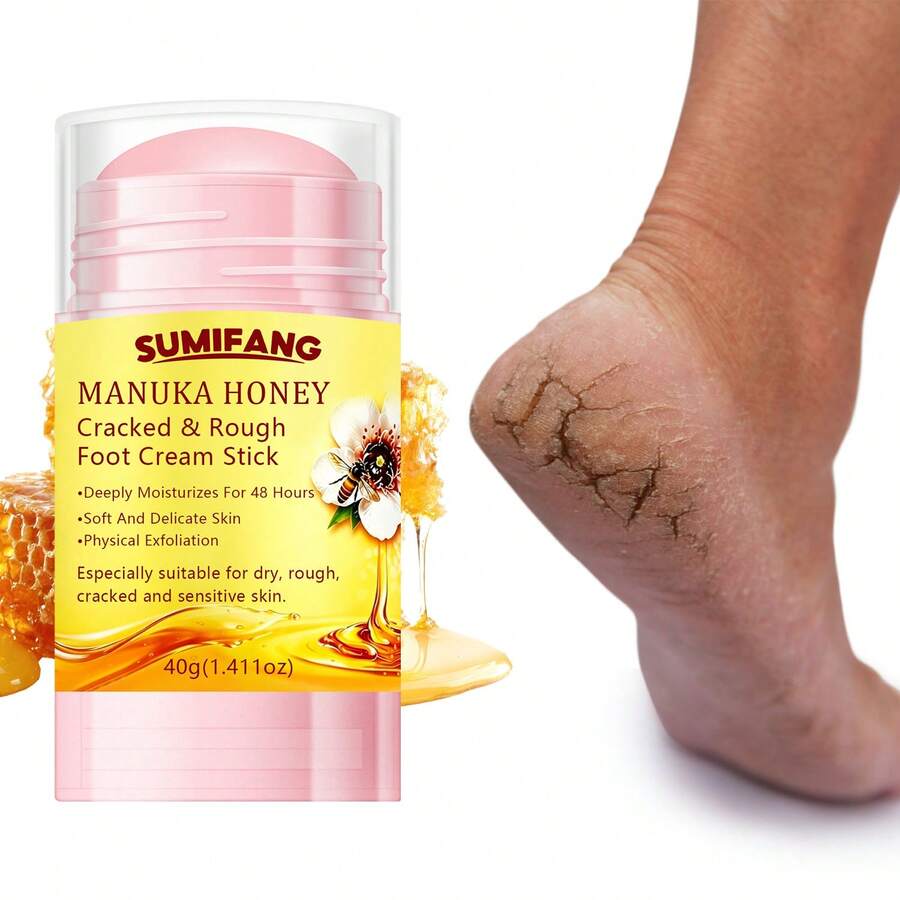 Balsem Stik Pelembap Perawatan Kaki Musim Gugur/Dingin, Mengandung Berbagai Bahan Pelembap, Hidrasi Tahan Lama, Memperbaiki Kaki Kering dan Kasar, Kapalan dan Tumit Pecah-pecah, Tekstur Tidak Berminyak, Cocok untuk Perawatan Kaki di Musim Dingin, Berat Bersih 40g - Honey - View 1