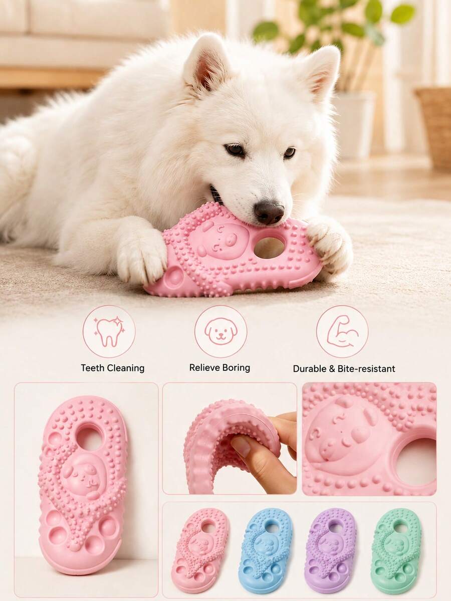 1pc Wavy Textured Slipper Dog Chew Toy, Soft & Durable, Relieves Teething Discomfort, Cleans Teeth, Interactive Boredom Relief Toy For Small & Medium Dogs, Home & Yard Use, Spring/Summer Travel Essential, Pet Birthday Gift