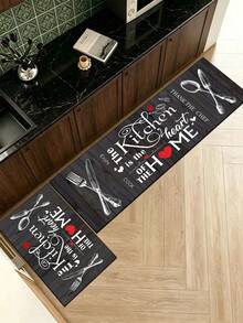SANJIANGDI 1pc American Retro Wood Grain Pattern Kitchen Mat, 0.6mm Crystal Velvet Soft And Machine Washable.Suitable For Kitchen,Corridors, Bathrooms, Living Rooms, Outdoor Door Mats, And Toilets. Useable Throughout The Year And For Various Holidays. - Multicolor - View 2