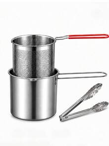 Stainless Steel Deep Fryer With Strainer Basket, Multifunctional Mini Cooking Pot, Suitable For Frying, Boiling Milk, Making Baby Food, Portable Small Oil Pot For Home And Camping - View 13