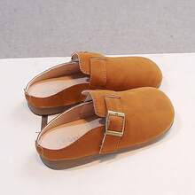 Children's Retro Half-Slip-On Shoes, Soft Sole, Easy-On, Pair With Sweatshirt Dress, Casual Daily Wear For School And Outings - Brown - View 7