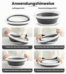 Collapsible Sink In Grey, 2.7L Capacity, Portable Wash Basin For Camping And Kitchen - Grey - View 6