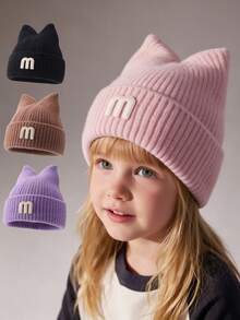 Autumn/Winter Kids Knitted Hat, Boys & Girls Woolen Beanie, Baby Pull-On Cap, Toddler Headwrap - Multicolor - View 1