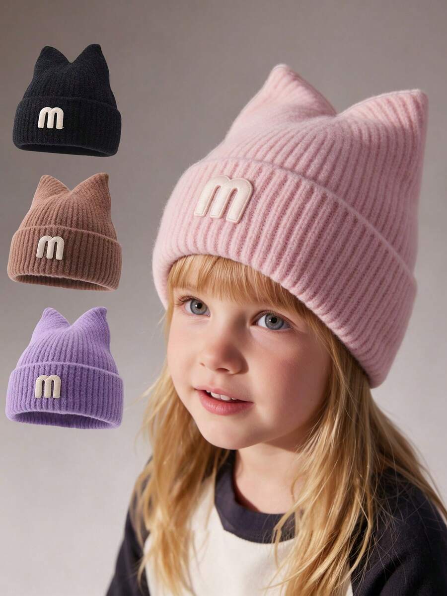 Autumn/Winter Kids Knitted Hat, Boys & Girls Woolen Beanie, Baby Pull-On Cap, Toddler Headwrap - Multicolor - View 1