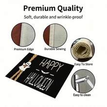1/4/6pcs Halloween Series Bow Ghost Pattern Printed Placemats, Heat-Resistant Table Mats For Home Kitchen, Table Protection, Kitchen Dining Table, Party Scene Decoration - Multicolor - View 8