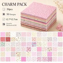 50/100PCS 5"X5" (12.7cmx12.7cm) Pink Fresh Elegant Floral Series-Non-Fraying Serrated Edge, Colorful Botanical Floral Print Fabric, No Cutting Required, For Patchwork, Patchwork Bags, Small Home Decor, Coasters, Zipper Pouches And Handmade DIY. Christmas, New Year Holiday Gifts - Variant - View 10