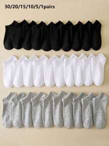 30/20/15/10/5/1 Pair Multicolor Neutral Daily Fashion Versatile Breathable Low-Cut Socks, Simple Casual Moisture-Wicking Sweat-Absorbing Style, Suitable For All Seasons And Various Holidays - Multicolor - View 8