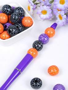 10/20/50pcs Halloween Spider Web Beads For Jewelry Making, Black Wood Beads For Keychain Making Supplies, Halloween Decor, Gothic Style Crafts - Spider Web Beads - View 4