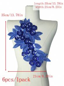 3D 串珠蕾丝绣花贴片、水钻亮片贴花、适用于服装装饰、婚纱配饰、DIY 缝纫工艺品 - 多色 - 查看 75