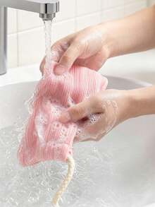 Back Scrubber Bath Strap, Long Dual Loop Exfoliating Back Washing Towel, Textured Mesh Shower Body Scrubber For Skin Cleansing, Blue Pink Bath Exfoliator Strap For Women, Daily Shower Use Bathroom Accessories Travel Essentials Shower Essentials - Multicolor - View 8