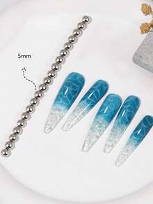 40pcs/20pcs Round Magnetic Beads 5mm Super Strong Magnetic Force For Cat Eye Nail Art Ice Flower Rippled Effect - Silver - View 3