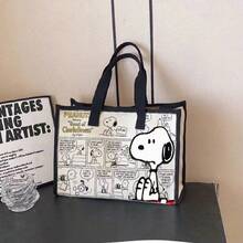 1 st Snoopy tygkasse i canvas, stor axelväska med stor kapacitet, lämplig för daglig pendling, skola och picknick, söt tecknad present för kvinnor och flickor - A - Visa 7