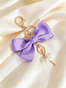 1pc New Women's Keychain Creative Personalized Ballet Girl Pearl Bow Pendant Bag Phone Case Key Ring Charm - Multicolor - View 11