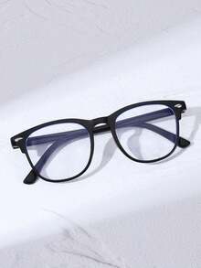 3pcs/1pc Minimalist Solid Color Square Transparent Glasses, Lightweight PC Frame, Unisex, Suitable For Computer Gaming Phone TV, Fashionable Daily Versatile Casual Eyewear - Transparent - View 9