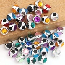 10pcs/Pack Zinc Alloy Three-Sided Rhinestone Large Hole Beads 11mm Elegant Palace Style Colorful Spacer Beads For Bracelet Necklace Keychain Phone Pendant Handmade DIY Earring Hair Accessory Jewelry Findings - Three-sided Rhinestone Beads - View 8