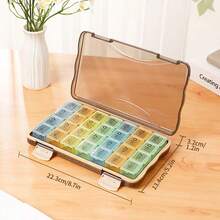 1pc Colorful 7-Day Large Capacity Pill Organizer, Portable Weekly Morning/Noon/Evening 28-Compartment Pill Box, Travel Pill Case - Multicolor - View 6