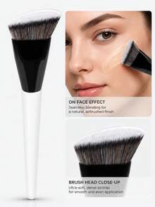 4pcs Professional Facial Makeup Brush Set, Soft Bristles For Foundation, Blush, Contour, Base Makeup, Professional Daily Makeup Tools, Holiday Gift - White - View 3