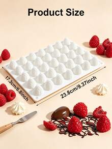 35-Cavity 3D Raspberry Silicone Mold, Fondant Chocolate Candy Baking Tool For Cake Cupcake Decor - White - View 8