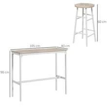 3 Piece Bar Table Set With 2 Stools, Industrial Bar Table And Stool, Dining Table And Chair, - Oak + Engineered Wood - View 3