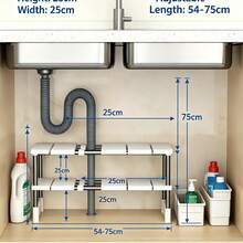 Kitchen Expandable Under Sink Organizer Rack, Cabinet Interior Tiered Shelf, Multi-Functional Pot & Pan Storage Rack - Multicolor - View 3
