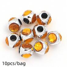 10pcs/Pack Zinc Alloy Three-Sided Rhinestone Large Hole Beads, Bohemian Alloy Loose Beads, DIY Bracelet Necklace Pendant Jewelry Making Accessories - Large-hole Beads - View 19