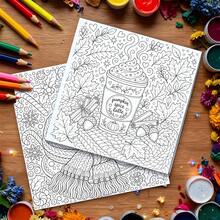 كتاب تلوين ماندالا مريح بموضوع (خبز حصاد الخريف)، 24 صفحة طباعة أحادية الجانب بخط كبير سهل الاستخدام لتخفيف التوتر، كتاب تلوين للبالغين، مناسب للنساء، هدية مثالية لأعياد الميلاد والهالوين والكريسماس - قطعة واحدة - مشاهدة 7