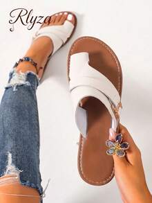 rlyza New Spring Summer Large Size Casual Fashionable Flat Slippers For Women That Matches Any Outfits,Beach Outfits,Flip Flops - Beige - View 1