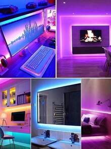 自黏式 USB 介面 RGB LED 燈條，附 44 鍵遙控器，可調光變色氛圍燈，適用於電視背光、臥室、遊戲室、居家派對裝飾 - 彩色 - 查看 7