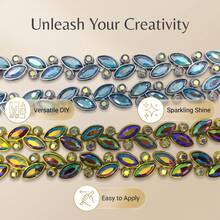 60cm Fashionable European And American Retro Colorful Rhinestone Trim Blue Yellow Rhinestone Embellishment Accessories Creative Decorative Rhinestone Band DIY Making Clothes Pants Hair Accessories Bags Scarves Holiday Party Birthday Gift Decorative Trim Decorative Band - 60cm/Blue Rhinestone Lace - View 5