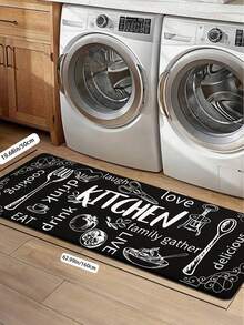 SANJIANGDI 1pc Retro English Sign Design Pattern Kitchen Mat, 0.6mm Crystal Velvet Soft And Machine Washable.Suitable For Kitchen,Corridors, Bathrooms, Living Rooms, Outdoor Door Mats, And Toilets. Useable Throughout The Year And For Various Holidays. - Multicolor - View 13