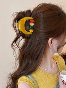 2pcs/1pc Colorful Round Bead Hair Clips, Women's Fashion Sweet Dopamine Hair Bun Claw Clips, Versatile Daily Hair Accessories - Multicolor - View 6